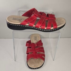 Croft & Barrow Ortholite Red Multi-Strap Slide Sandals Womens 9 M FUGUERED